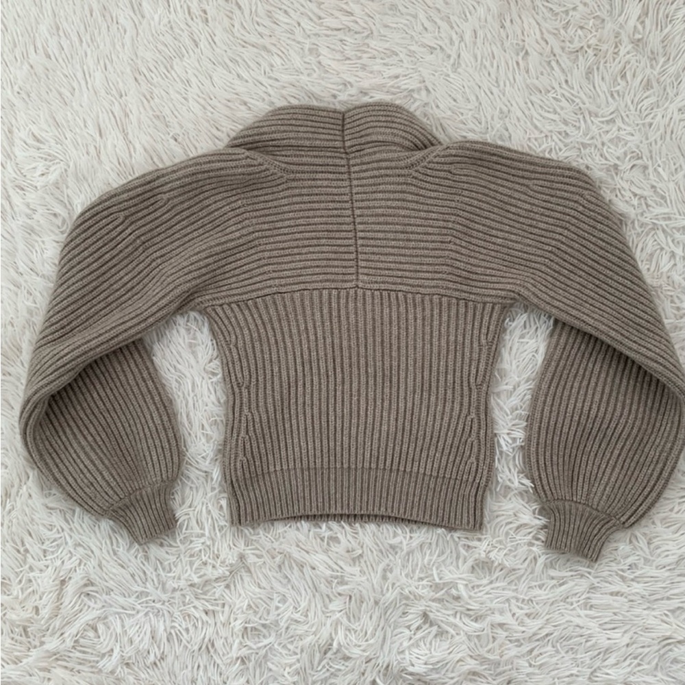 Worn once Alexander Wang ribbed beige wool cashmere blend draped neck sweater - Picture 2 of 6